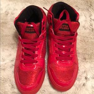 Red sequin high tops